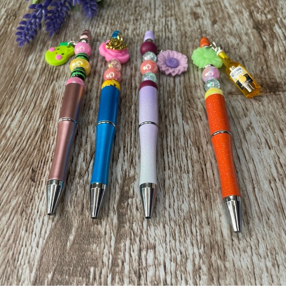 Writing Pen Flower Elephant Pear Artisan Beaded Gift Custom Handcrafted Office - Picture 2 of 6